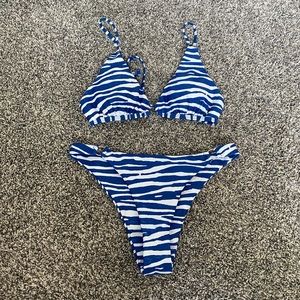 SHEIN blue zebra print bikini set
